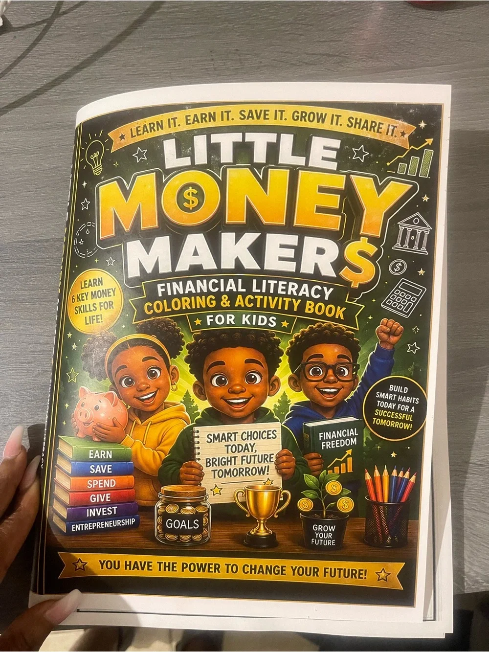 Financial Literacy Coloring & Activity Book - Yellow/Green